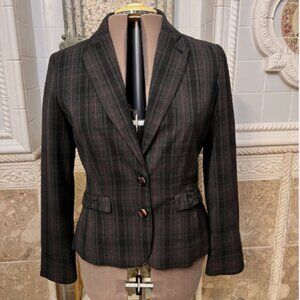 Signature Larry Levine. Size 12. Lined Fitted Plaid Blazer Jacket. DB2